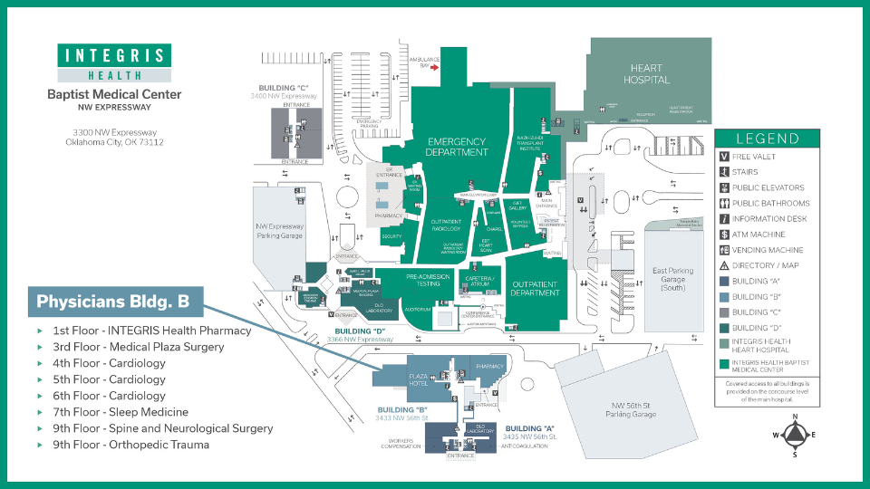 Map of INTEGRIS Health Baptist Medical Center Main Level