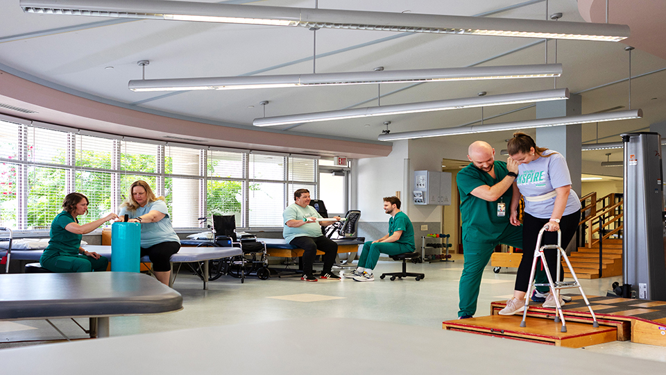 patients using rehabilitation equipment