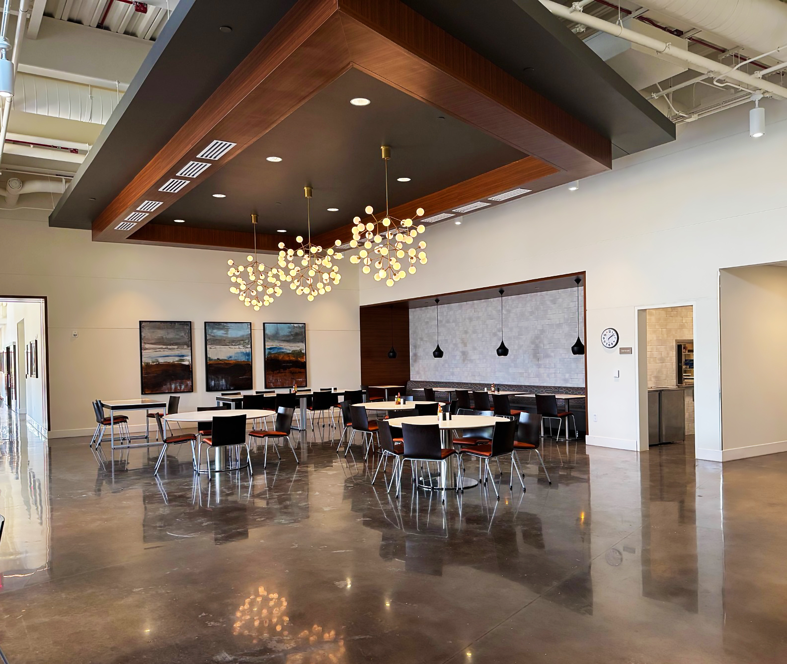 Dining room area with tables and chairs