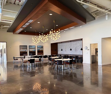 Dining room area with tables and chairs