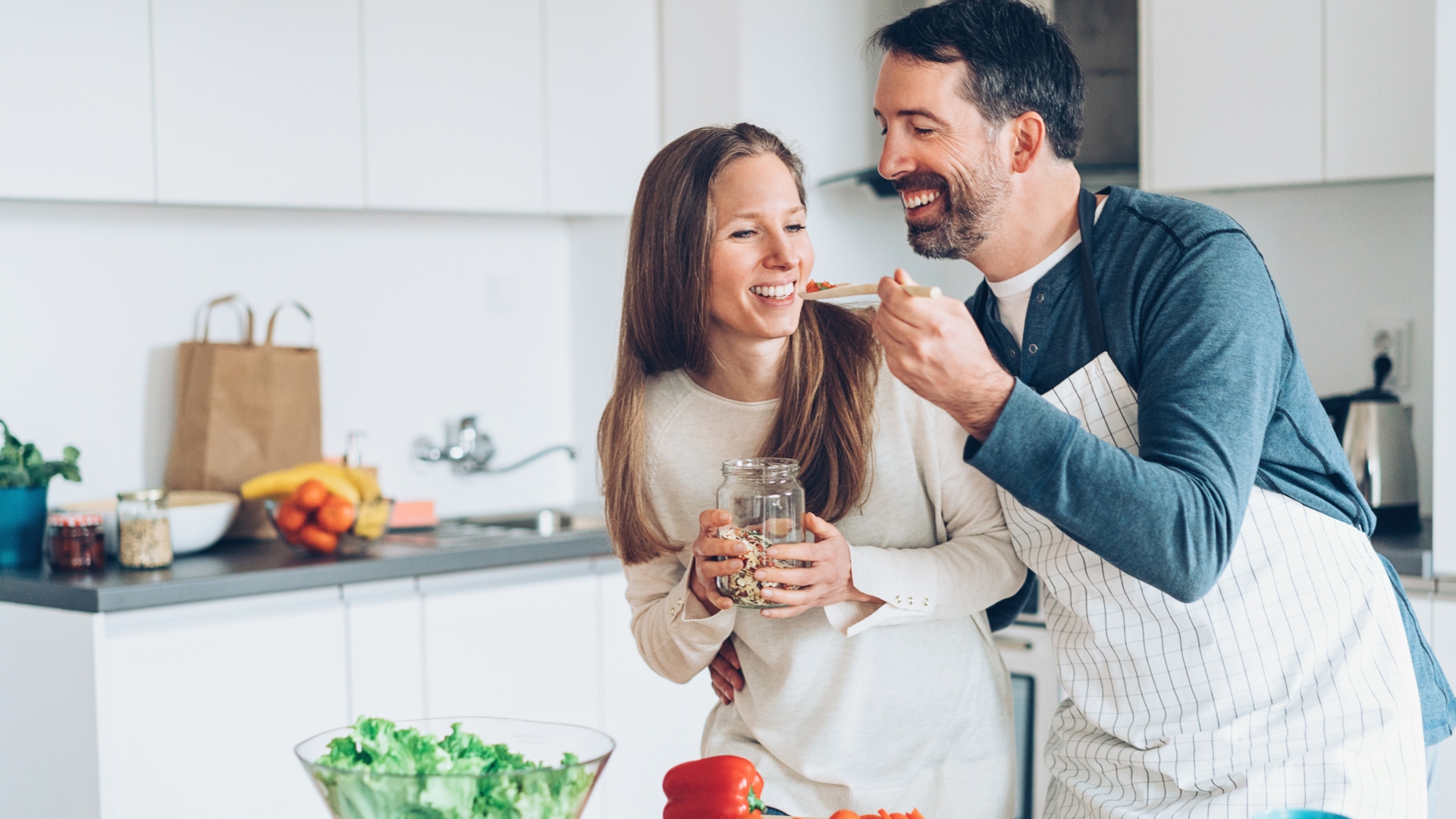 couple cooking soup