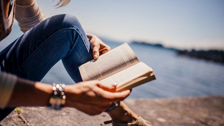 woman reading a book