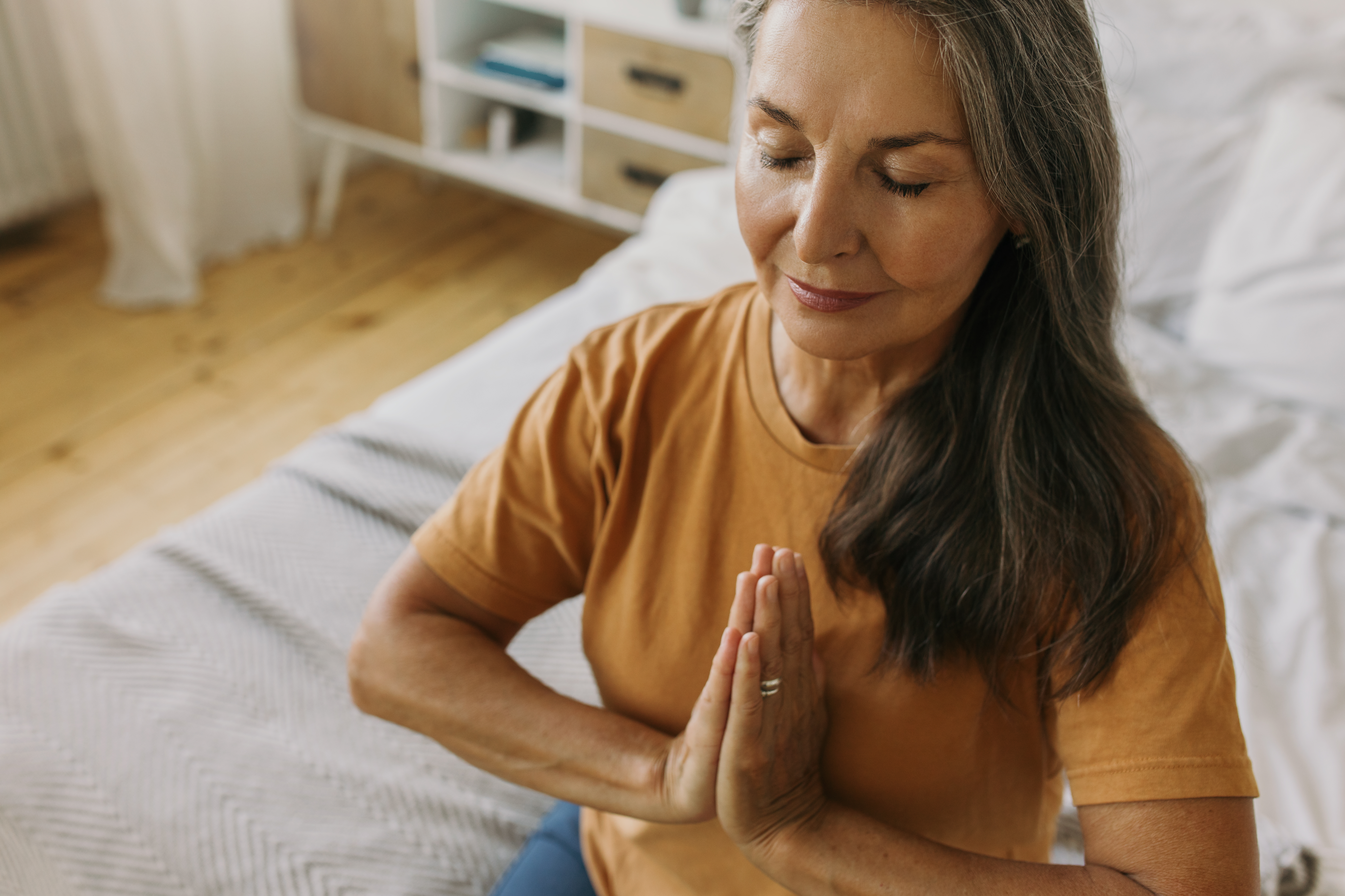 a woman meditating