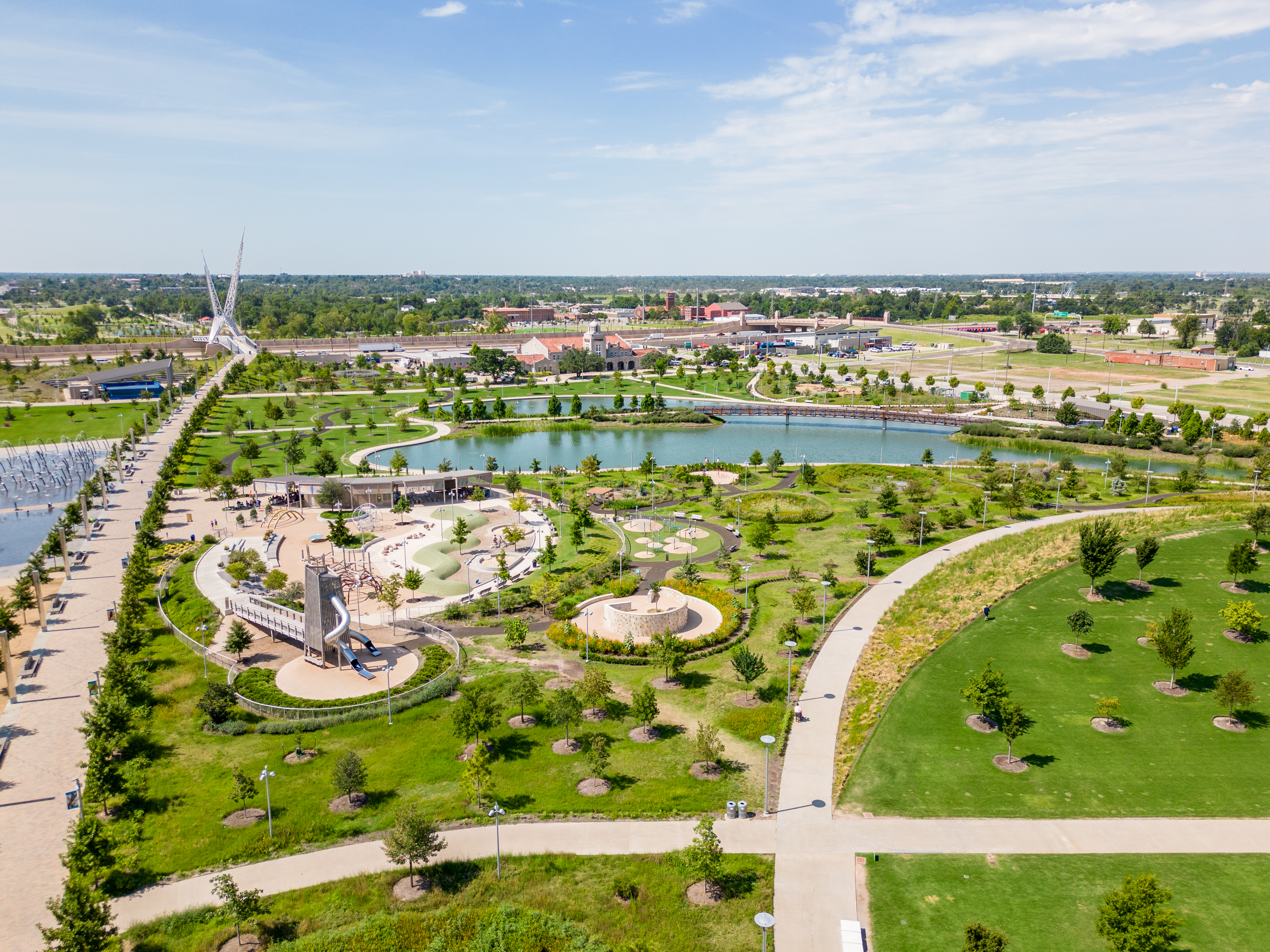 Aerial drone photo Scissortail Park Oklahoma City