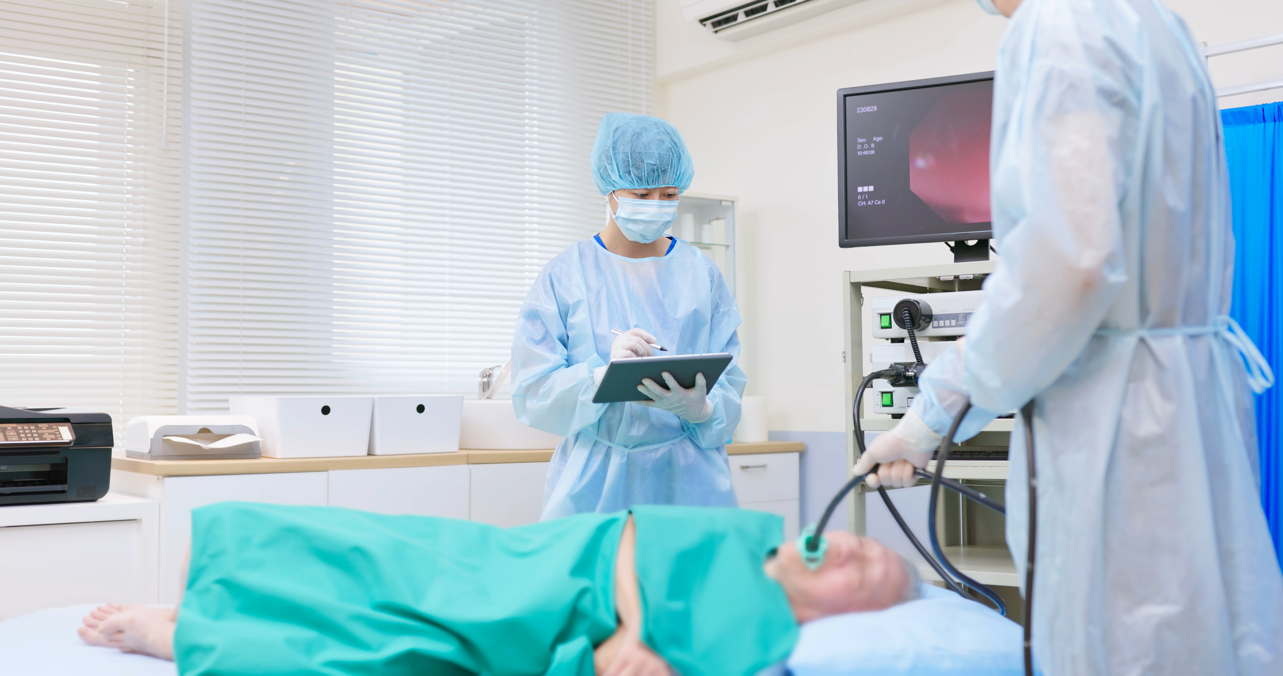 stock photo of a "patient" undergoing an endoscopy 