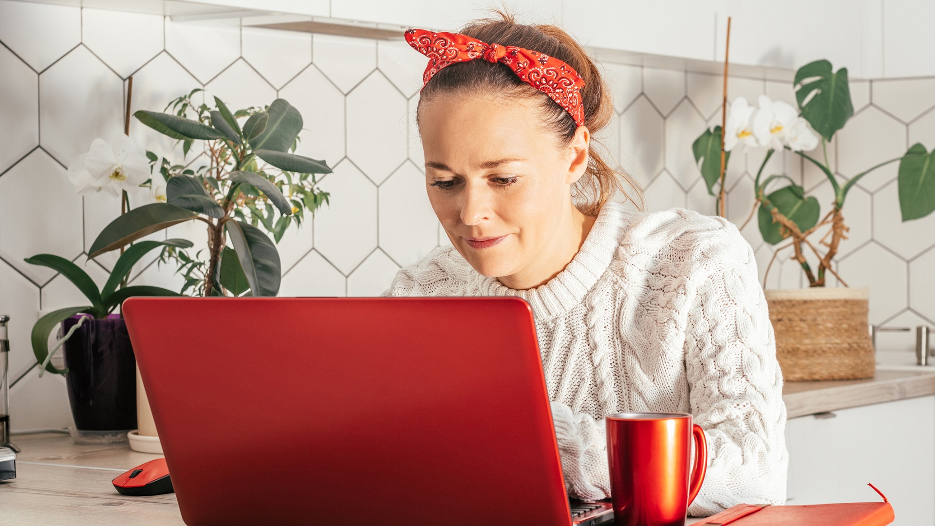 Woman researching ways to improve blood circulation