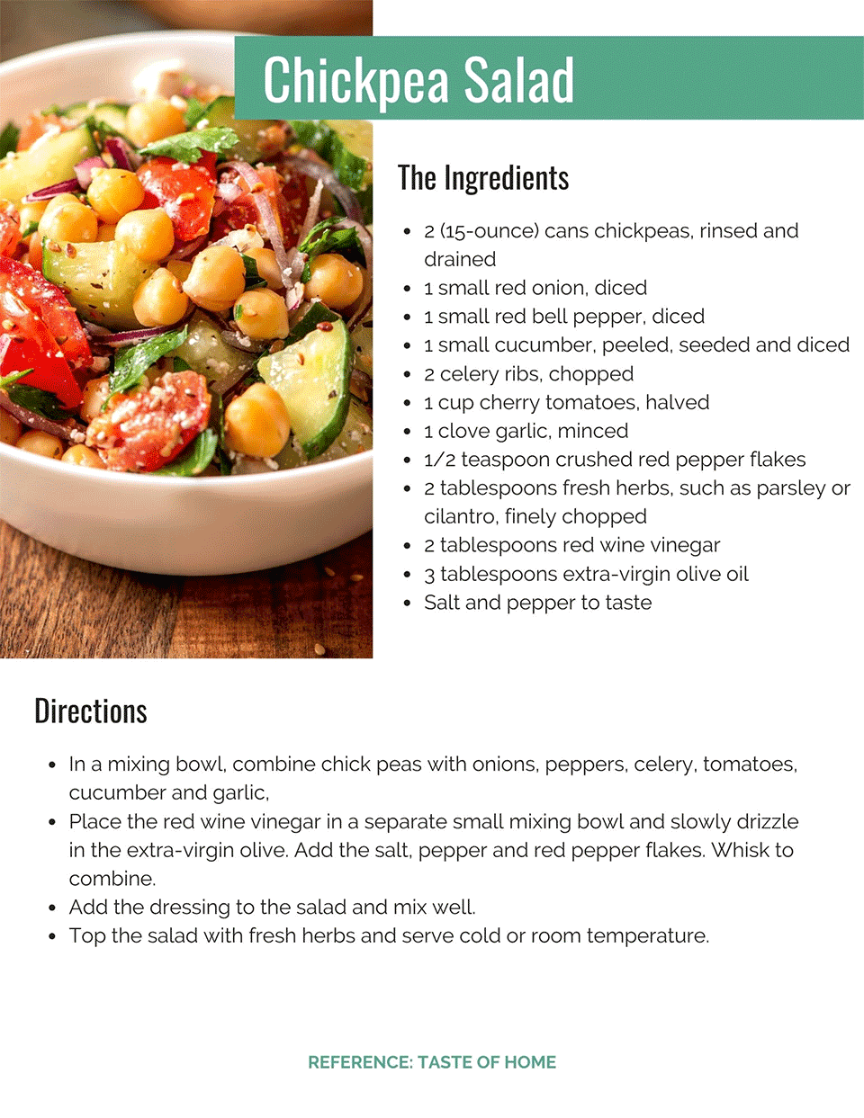 chickpea salad recipe