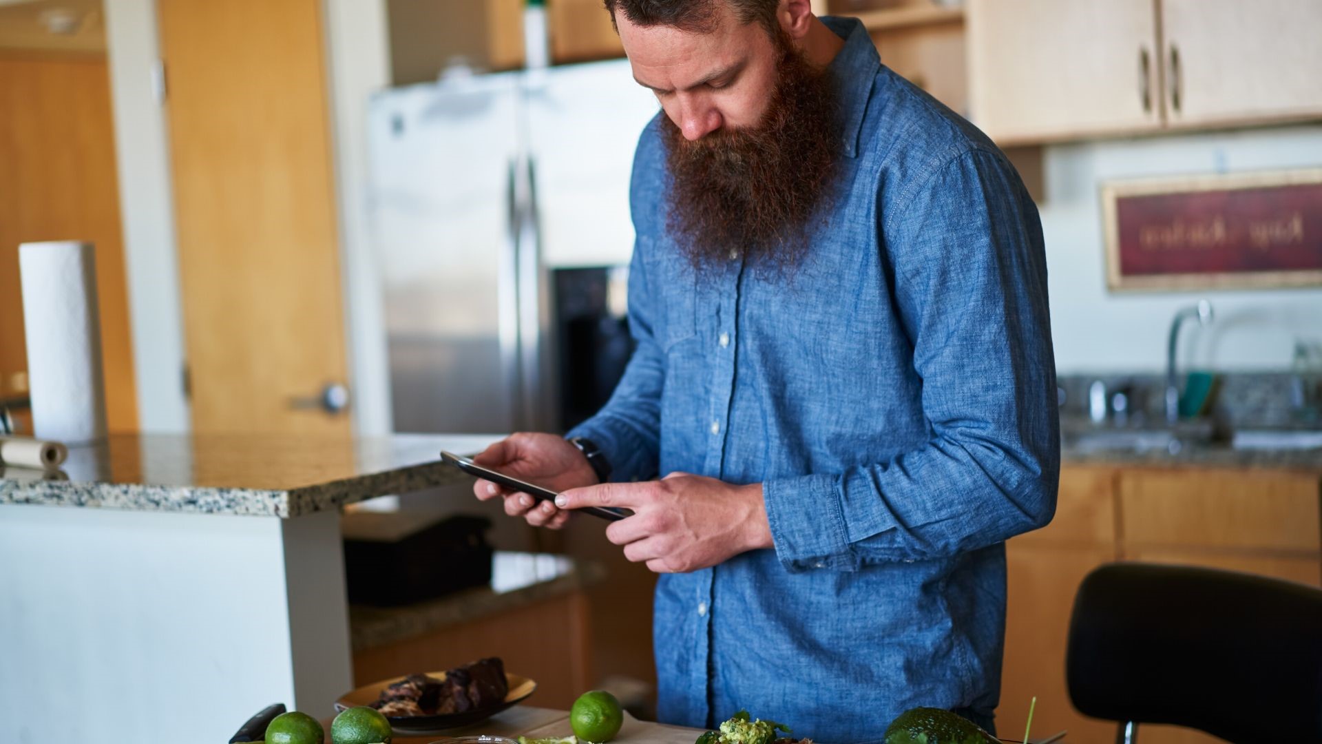 Man logging calories
