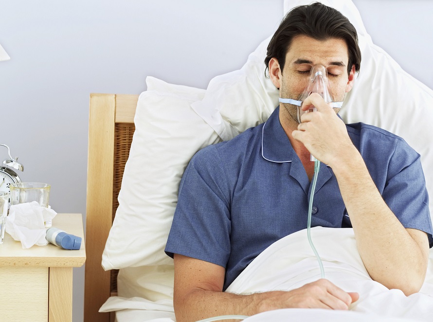 Pneumonia breathing oxygen mask
