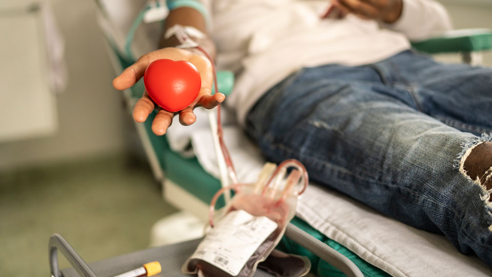 man giving blood